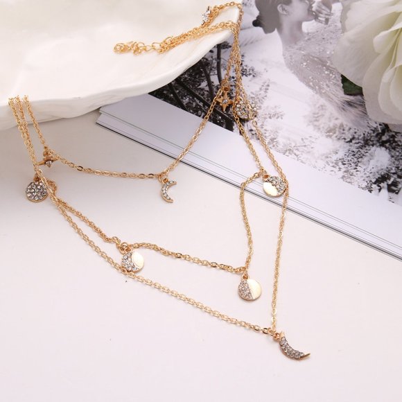 New Moon Crystal Star Necklace. Silver Color - Picture 2 of 3